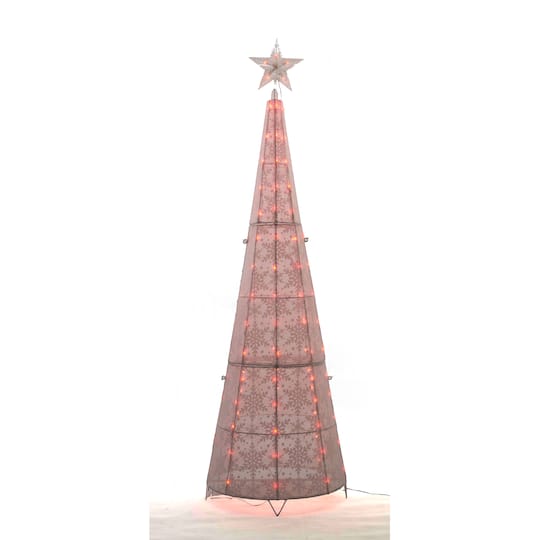 72&#x27;&#x27; Color Changing LED Glittering Snowflake Cone Tree Sculpture